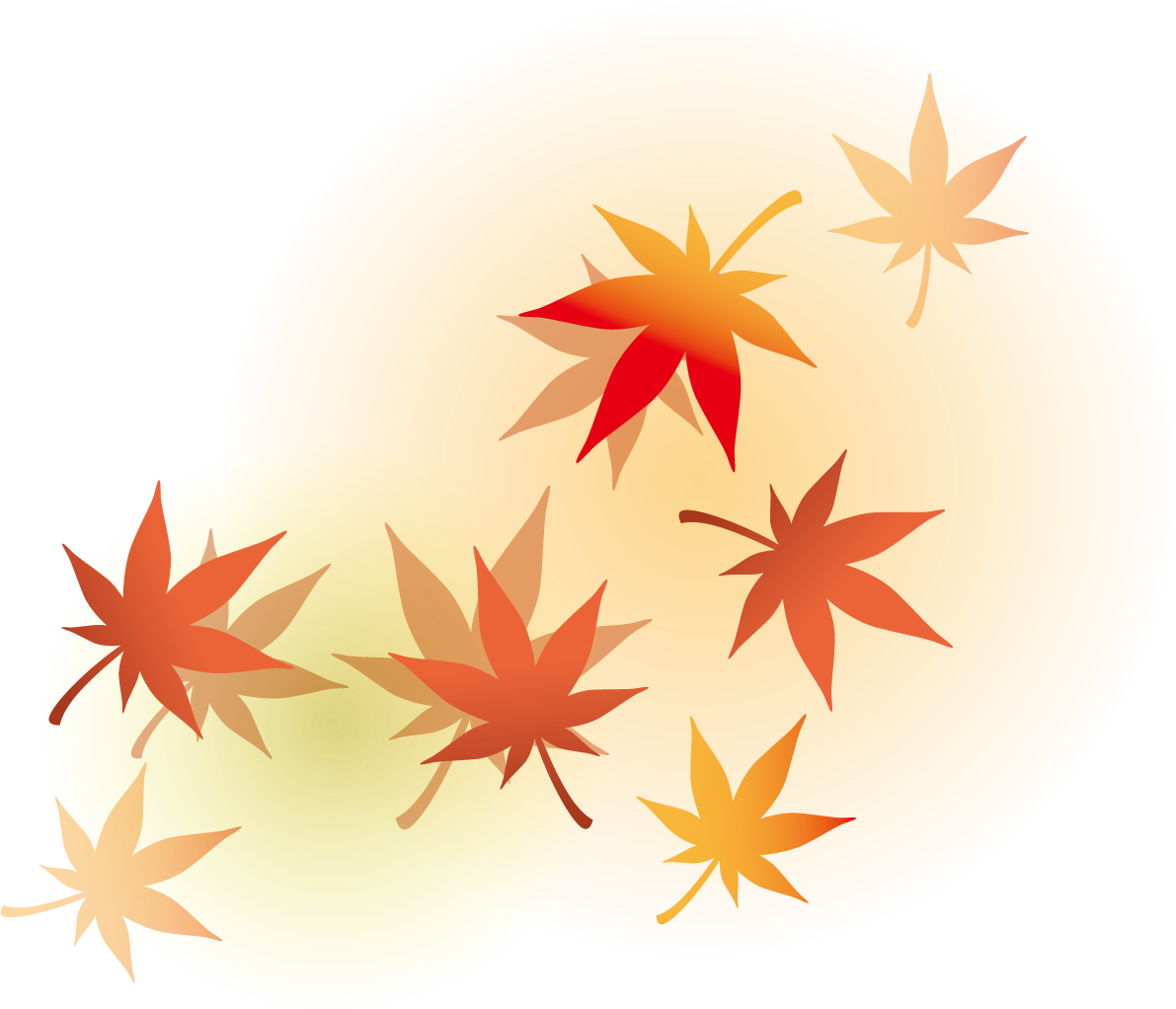 光の中で舞う(舞い散る)紅葉(もみじ)の葉っぱ 秋イラスト無料 フリー87615に写真・文字を入れる