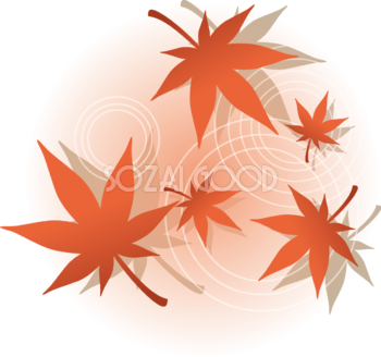 水面に浮かぶ紅葉(もみじ)の葉っぱ 秋イラスト無料 フリー87621