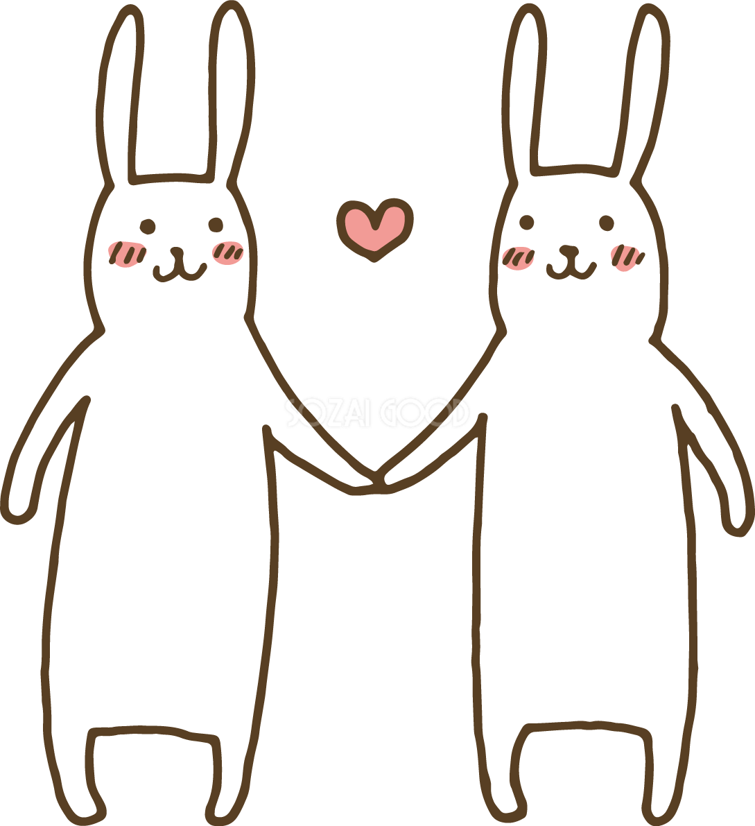 手を繋ぐうさぎ かわいい2023 卯年イラスト無料 フリー87644