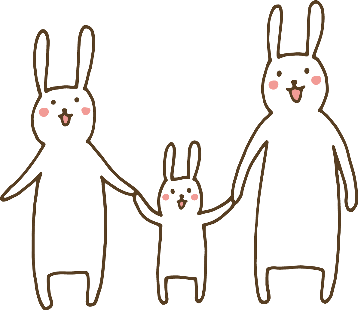 手を繋ぐ親子のうさぎ かわいい2023 卯年イラスト無料 フリー87645に写真・文字を入れる