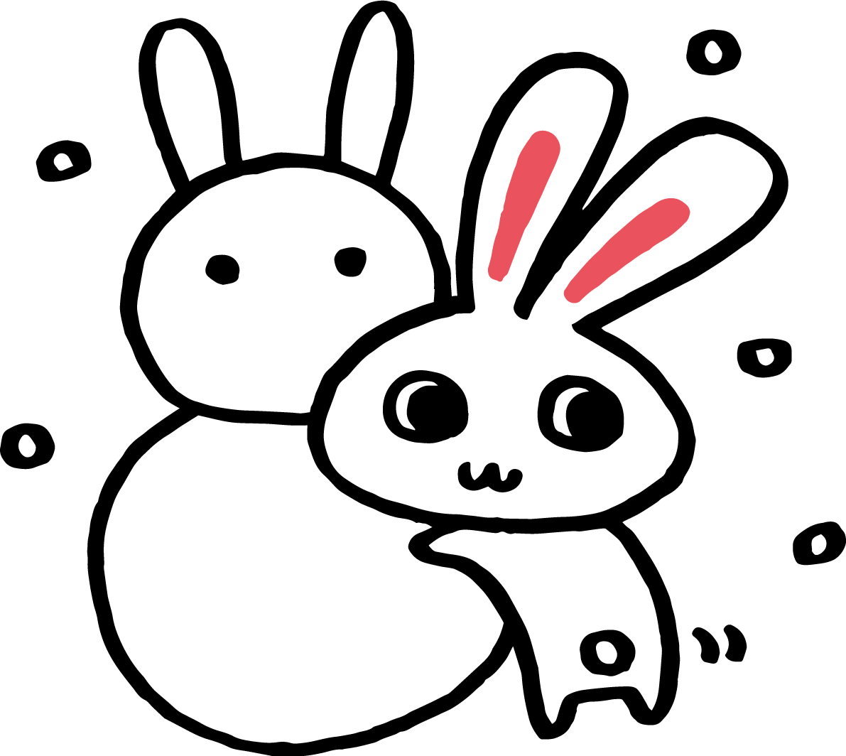 うさぎの形の雪だるまを作るうさぎ かわいい2023 卯年イラスト無料 フリー87660に写真・文字を入れる