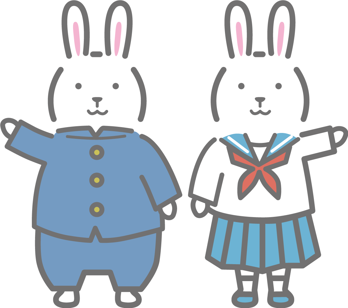 学生服の男女のうさぎ かわいい2023 卯年イラスト無料 フリー87664に写真・文字を入れる