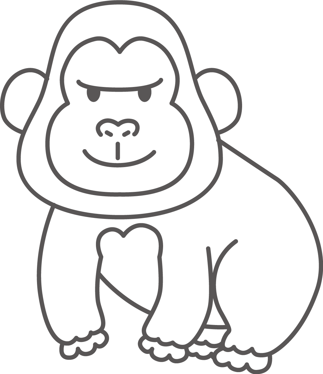 ゴリラの塗り絵イラスト かわいい 無料 フリー87681に写真・文字を入れる