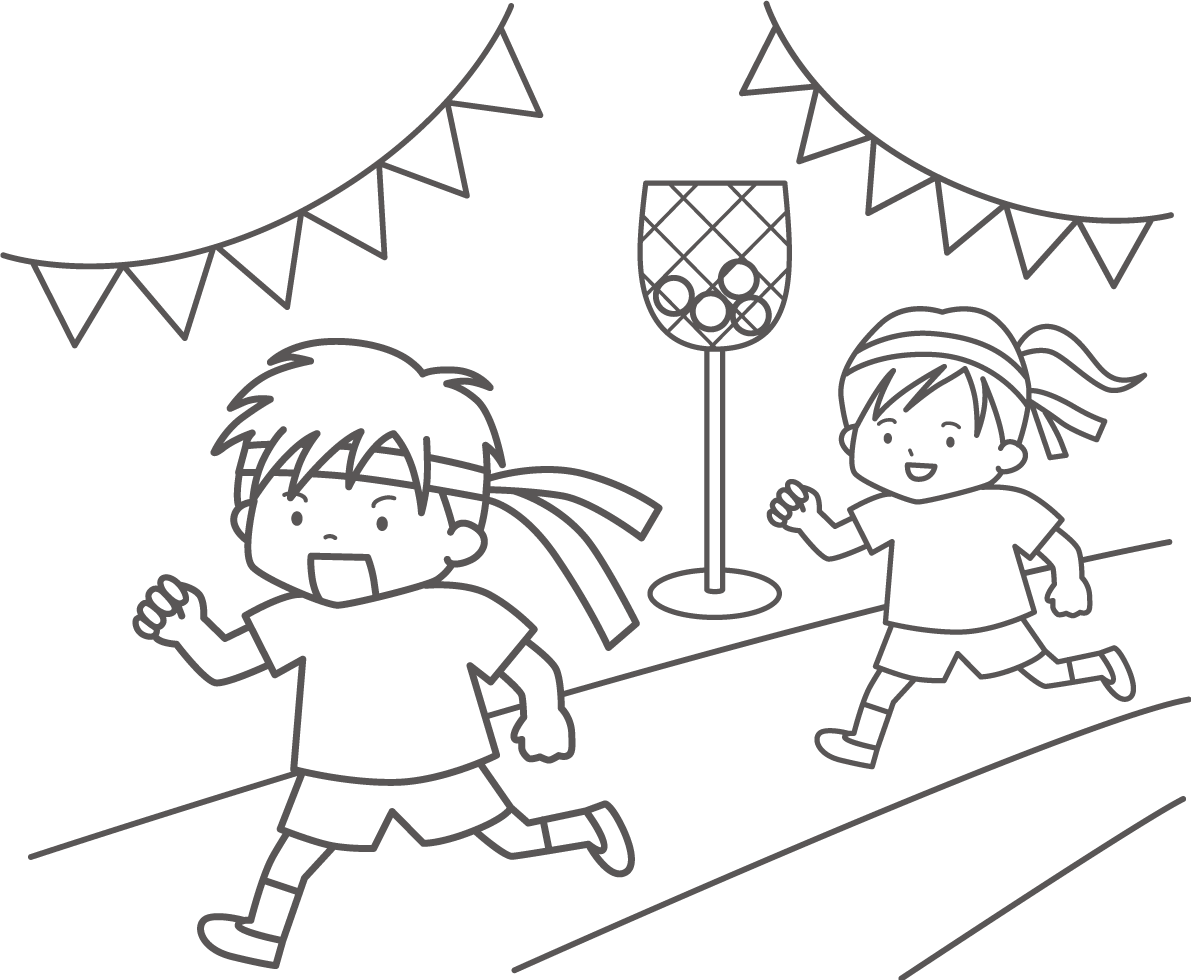 運動会の塗り絵イラスト かわいい 無料 フリー87689に写真・文字を入れる