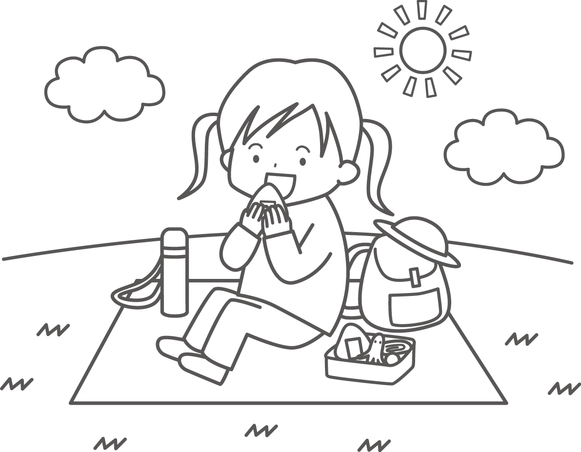 遠足の塗り絵イラスト かわいい 無料 フリー87690に写真・文字を入れる