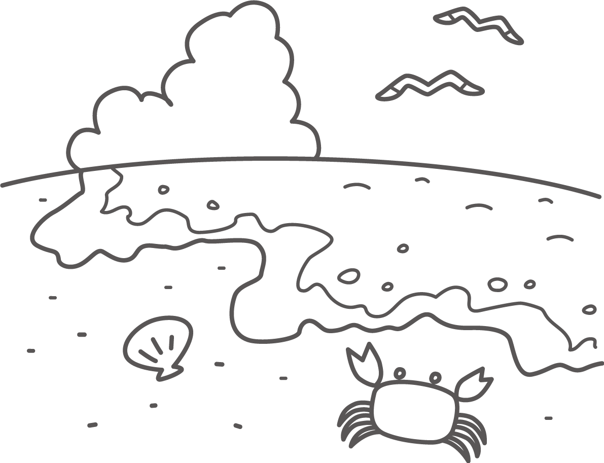 海の塗り絵イラスト かわいい 無料 フリー87692に写真・文字を入れる