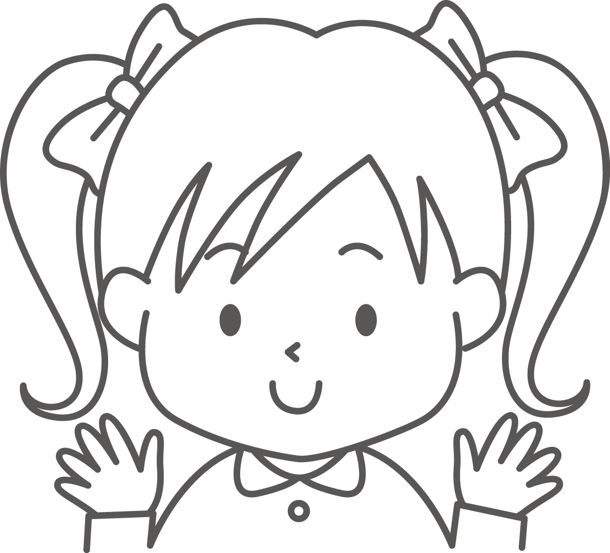 女の子の顔の塗り絵イラスト かわいい 無料 フリー87697に写真・文字を入れる