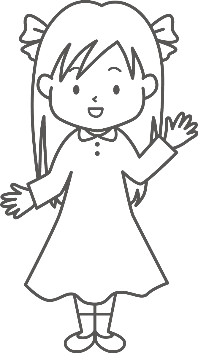 女の子の塗り絵イラスト かわいい 無料 フリー87698に写真・文字を入れる
