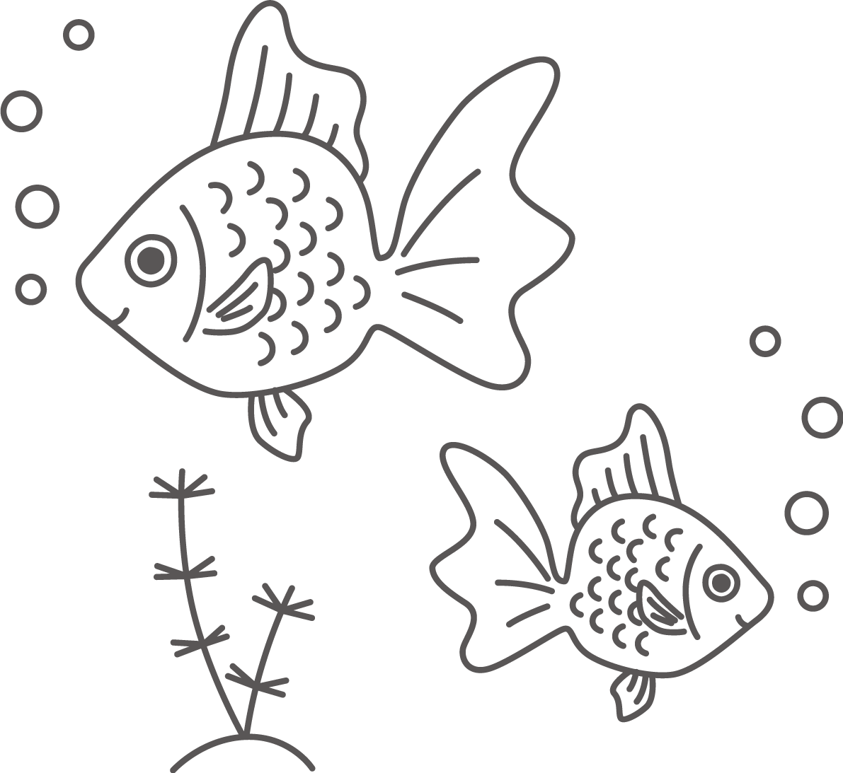 金魚の塗り絵イラスト かわいい 無料 フリー87721に写真・文字を入れる