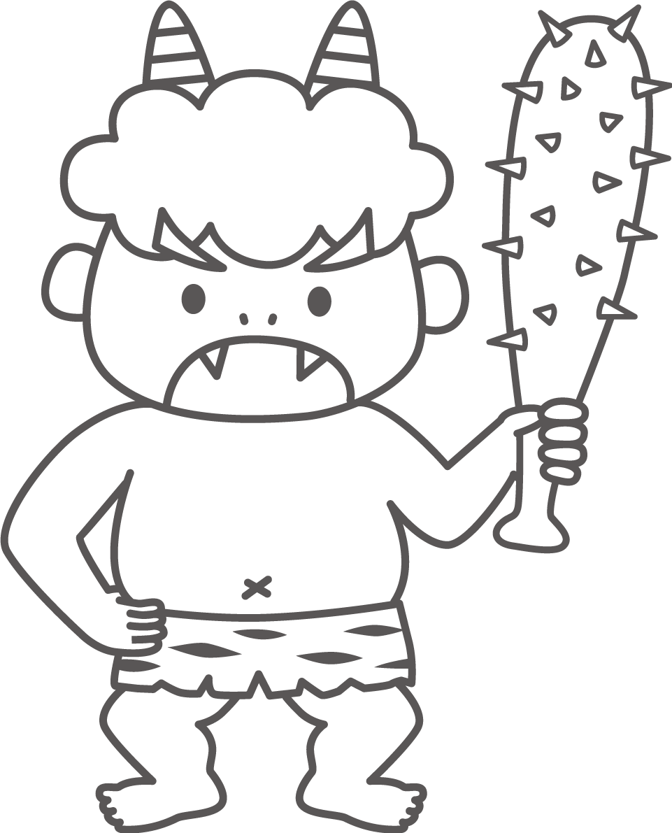 節分の鬼の塗り絵イラスト かわいい 無料 フリー87724に写真・文字を入れる