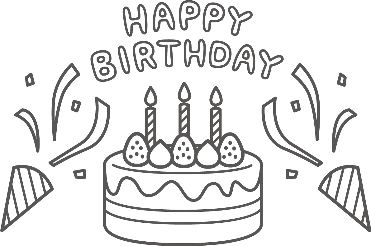 誕生日の塗り絵 かわいい イラスト無料 フリー87726に写真・文字を入れる