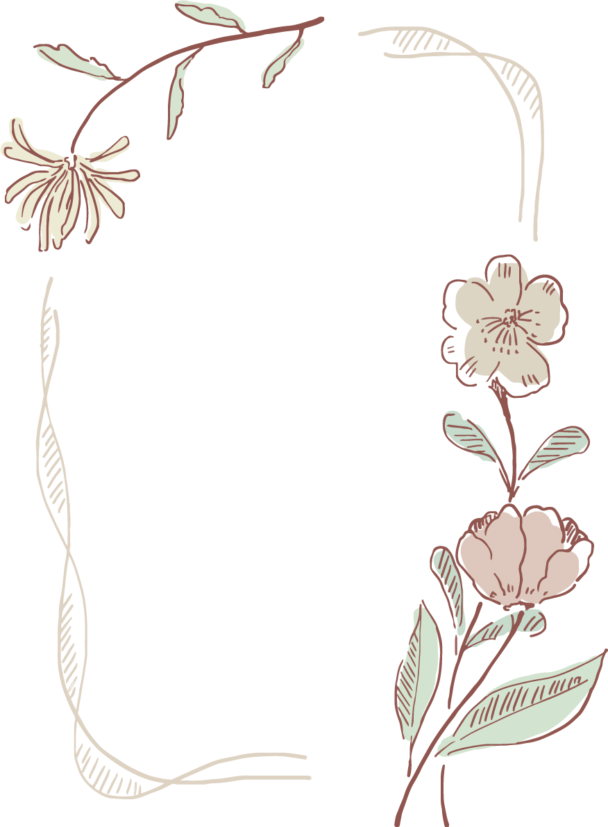 おしゃれな花の手描きフレーム枠イラスト縦長方形 無料 フリー87730に写真・文字を入れる