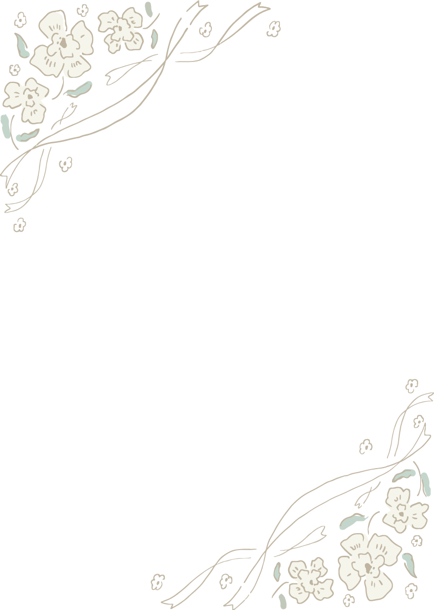 おしゃれ花とリボンの角フレーム枠イラスト無料 フリー87734に写真・文字を入れる