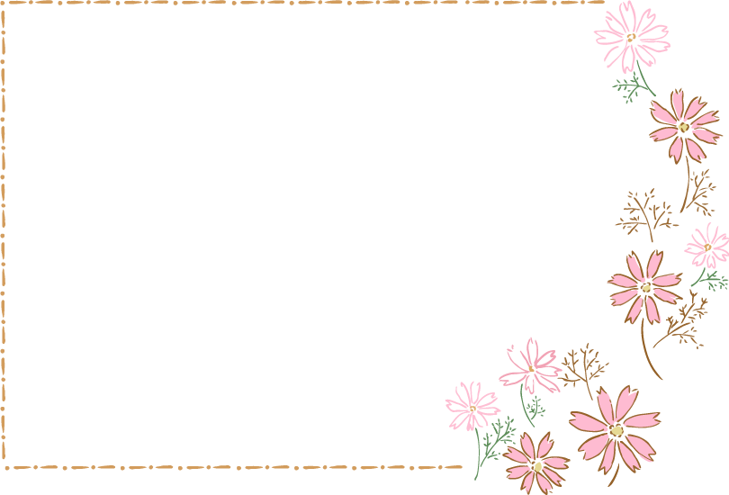 おしゃれ秋桜(コスモス)の長方形フレーム枠イラスト無料 フリー87735に写真・文字を入れる