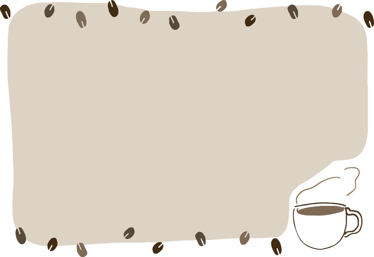 カフェコーヒーフレーム枠イラスト無料 フリー87738に写真・文字を入れる