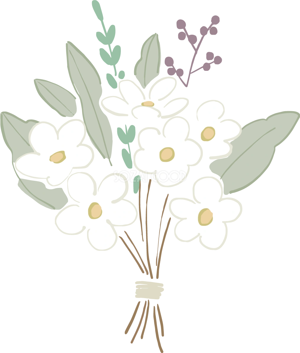かわいいお花の小さなブーケおしゃれボタニカル(植物)イラスト無料 フリー87779