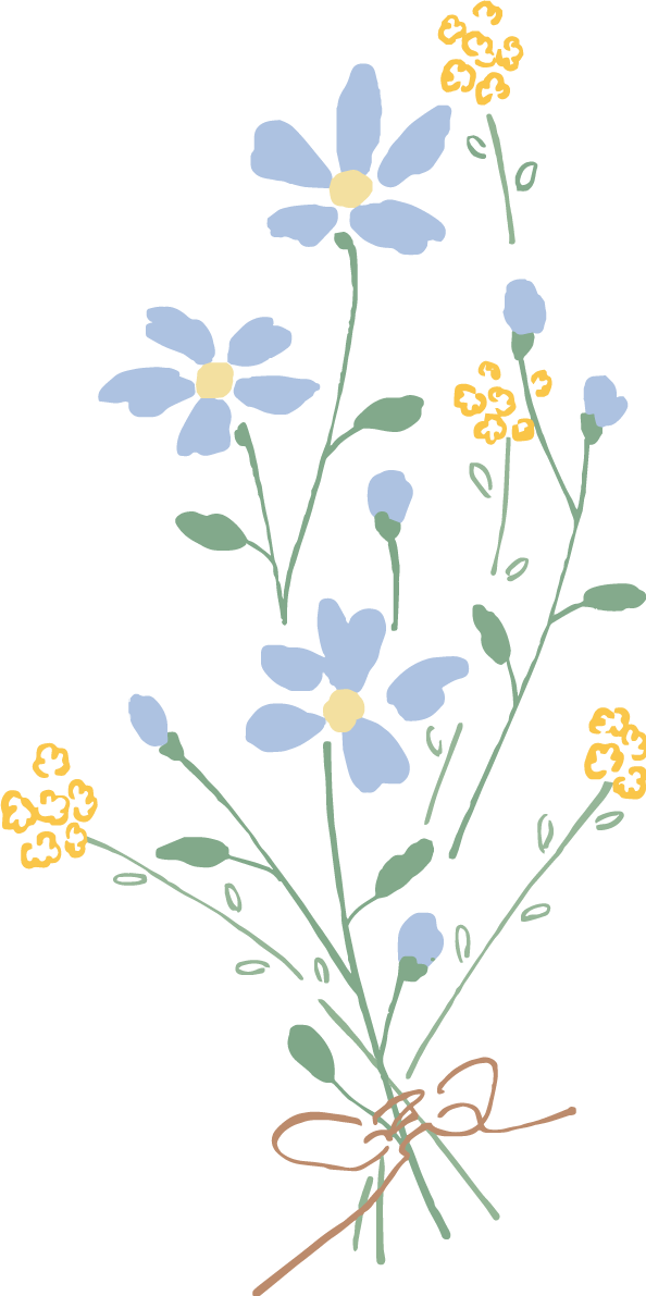 かわいいシンプル青い野花のブーケおしゃれボタニカル(植物)イラスト無料 フリー87780に写真・文字を入れる