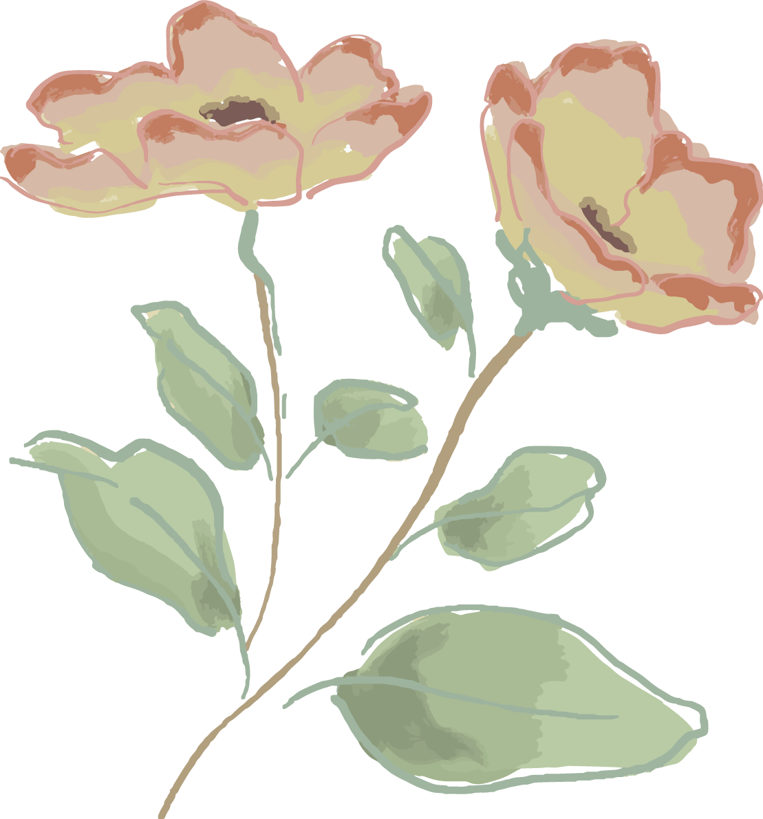 かわいい手描きタッチ花おしゃれボタニカル(植物)イラスト無料 フリー87781に写真・文字を入れる