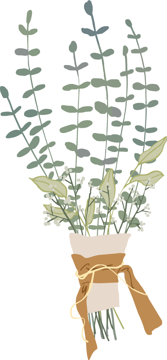 かわいいリーフのブーケおしゃれボタニカル(植物)イラスト無料 フリー87782に写真・文字を入れる