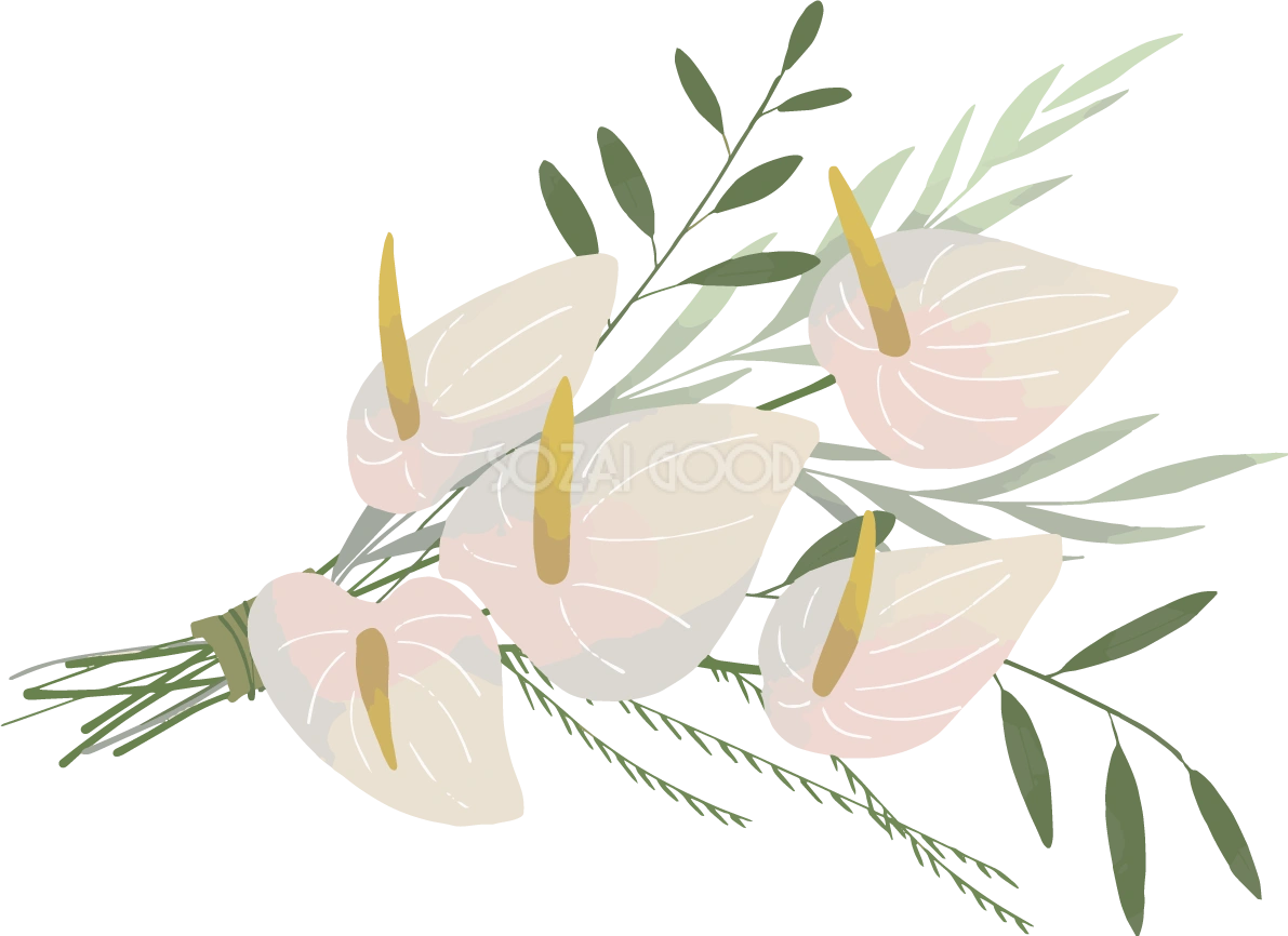 シンプルエレガントなブーケおしゃれボタニカル(植物)イラスト無料 フリー87790