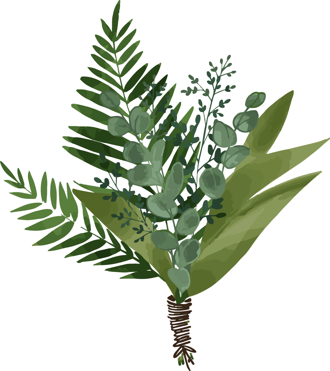 シンプルリーフの小さなブーケおしゃれ(植物)ボタニカルイラスト無料 フリー87796に写真・文字を入れる