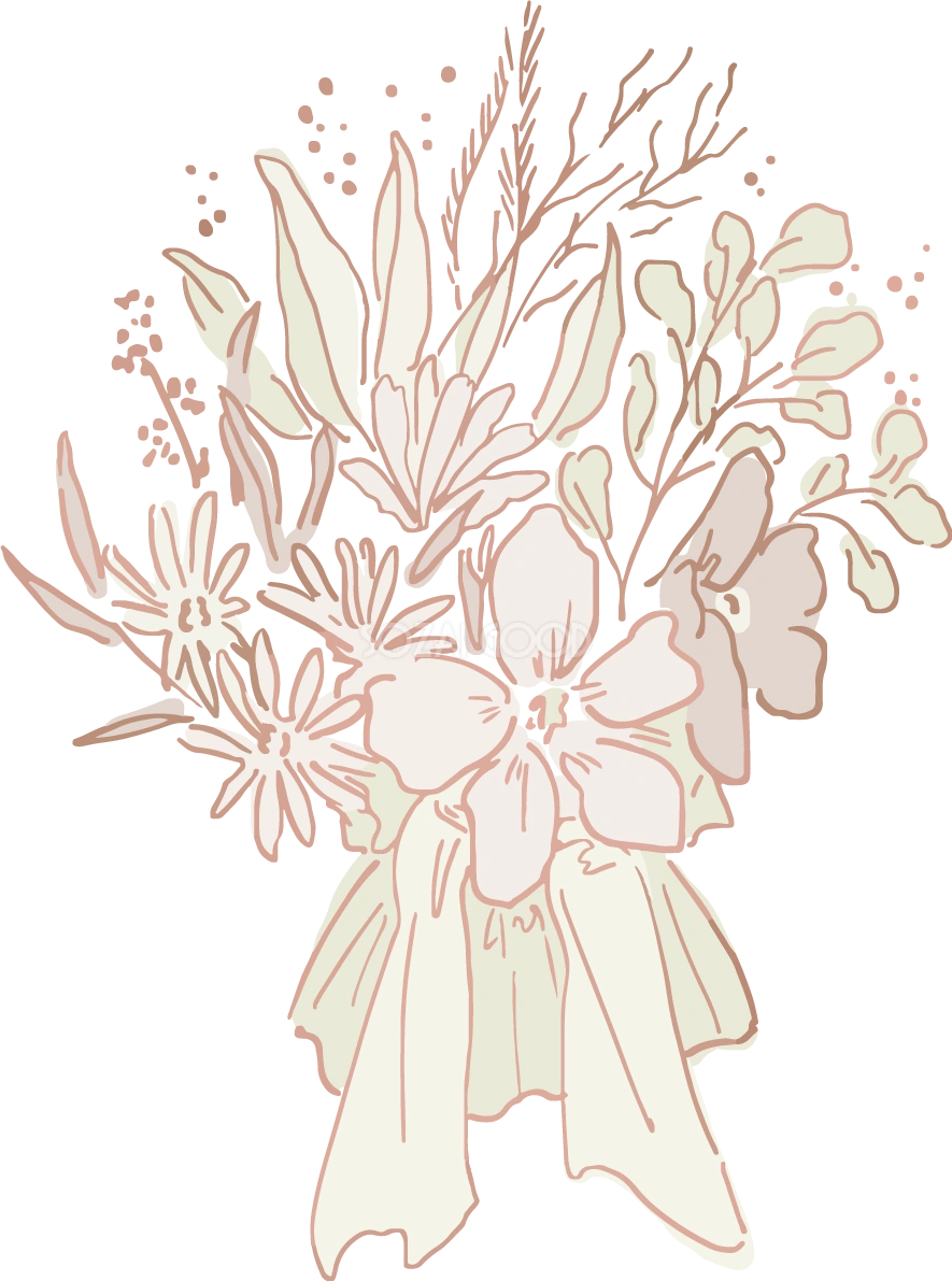ナチュラルカラー花ブーケおしゃれボタニカル(植物)イラスト無料 フリー87805