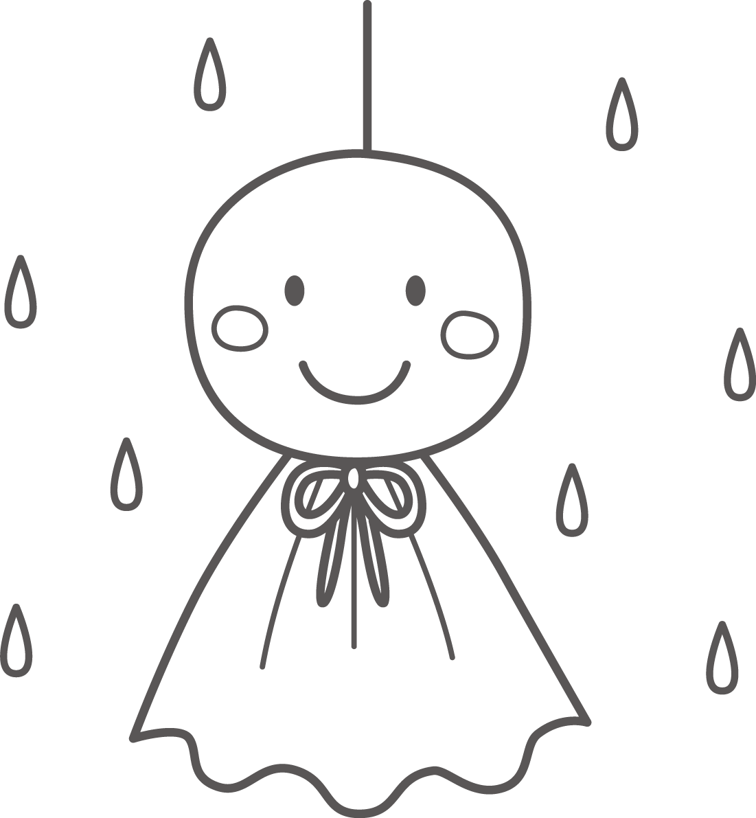 てるてる坊主の塗り絵イラスト かわいい 無料 フリー87835に写真・文字を入れる