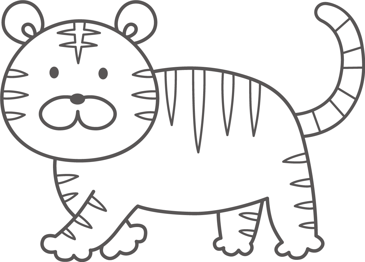 虎の塗り絵イラスト かわいい 無料 フリー87840に写真・文字を入れる