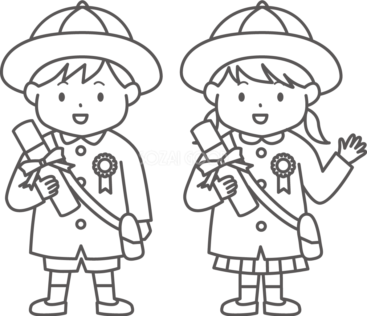 卒園式の塗り絵イラスト かわいい 無料 フリー87846