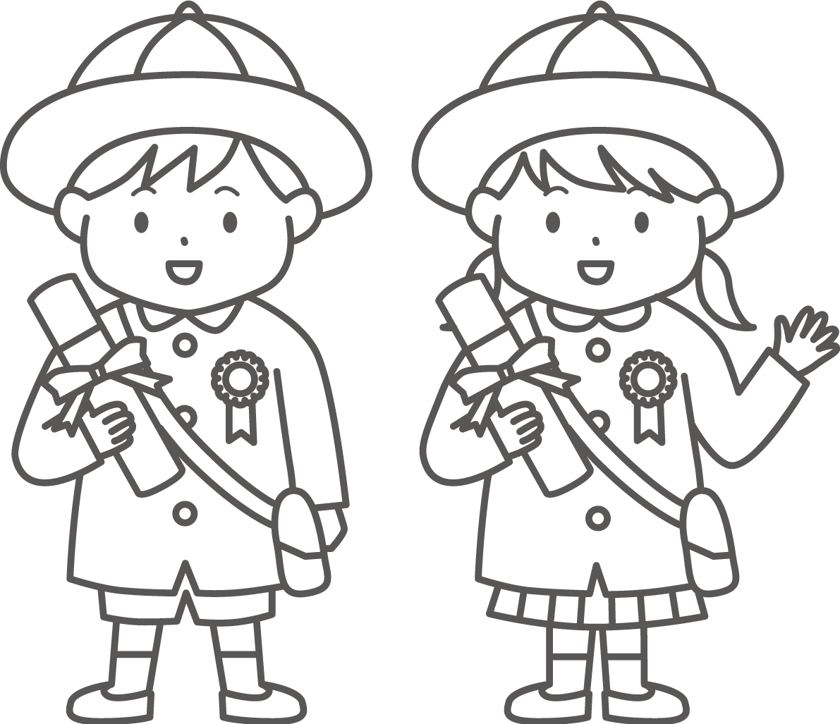 卒園式の塗り絵イラスト かわいい 無料 フリー87846に写真・文字を入れる