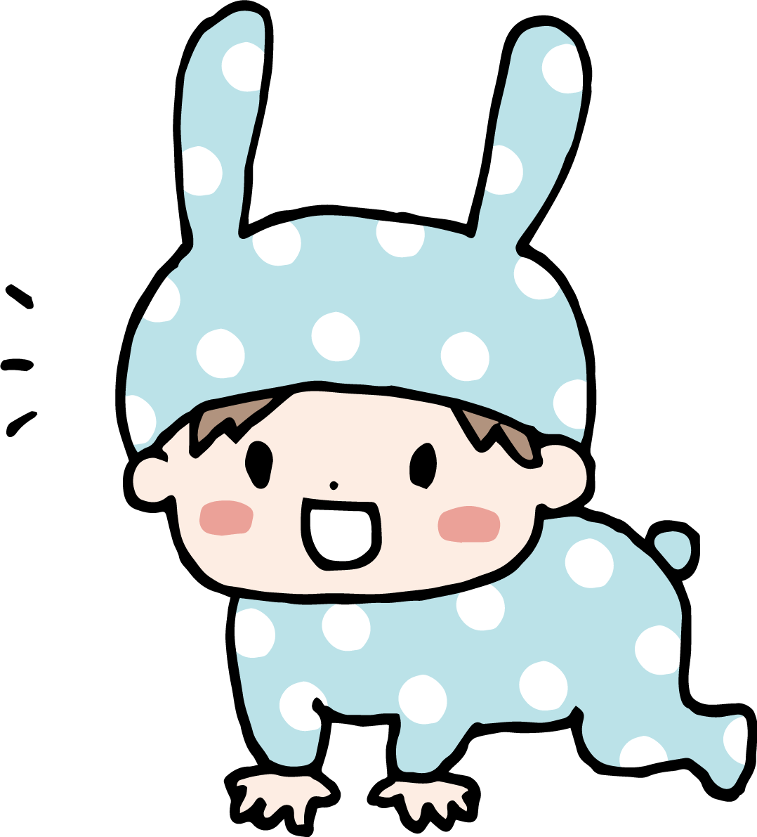 うさぎ帽子を被ったハイハイする赤ちゃん かわいい2023 卯年イラスト無料 フリー87857に写真・文字を入れる