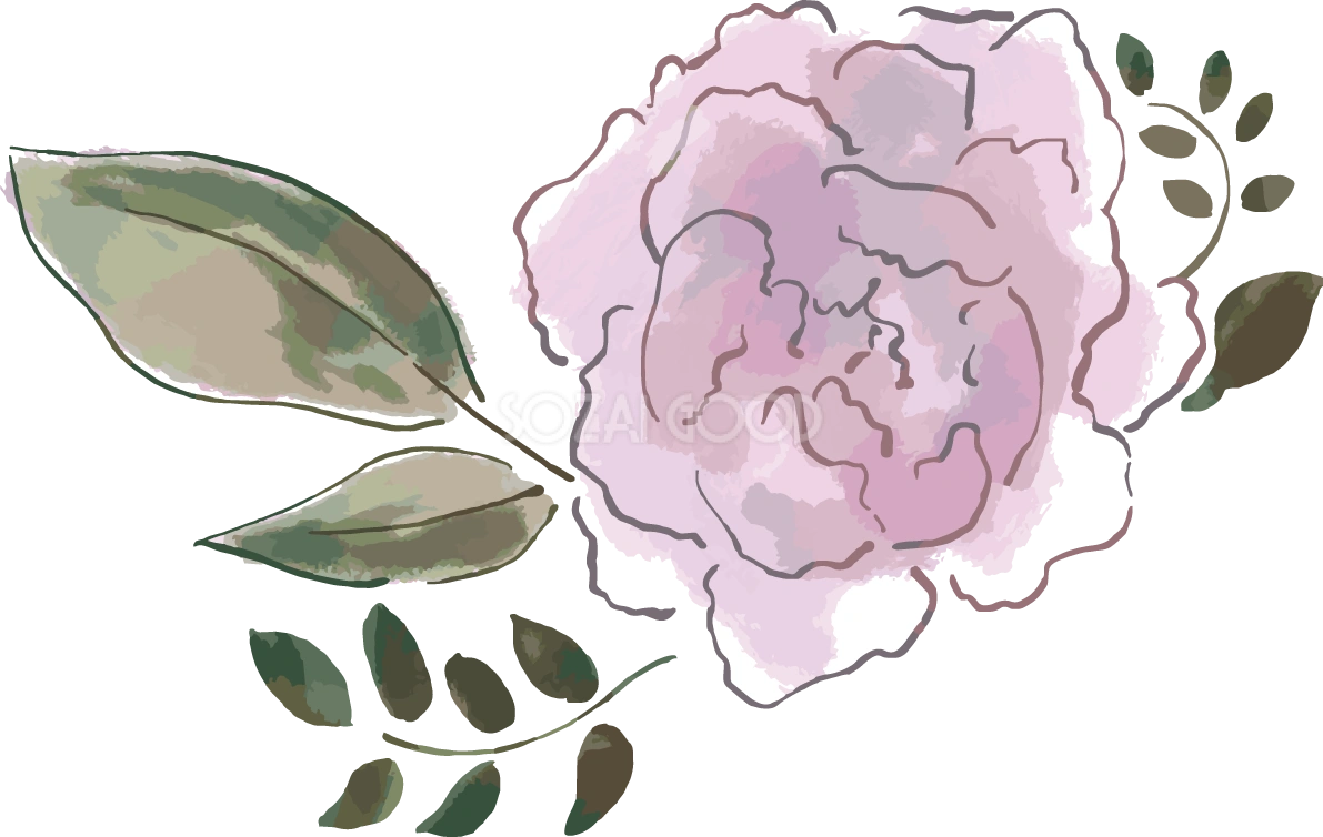 ペイントタッチのピンクの花 おしゃれボタニカルイラスト無料 フリー87905