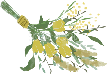 黄色の花の爽やかブーケ おしゃれボタニカルイラスト無料 フリー87914