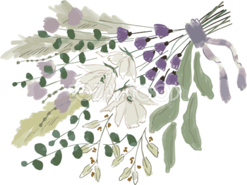 白い花とシックなカラーのブーケ おしゃれボタニカルイラスト無料 フリー87926