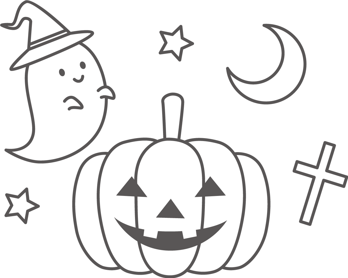 ハロウィンの塗り絵イラスト無料 フリー87934に写真・文字を入れる
