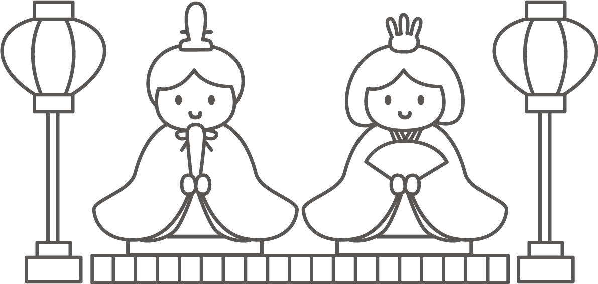 雛人形の塗り絵イラスト無料 フリー87944に写真・文字を入れる