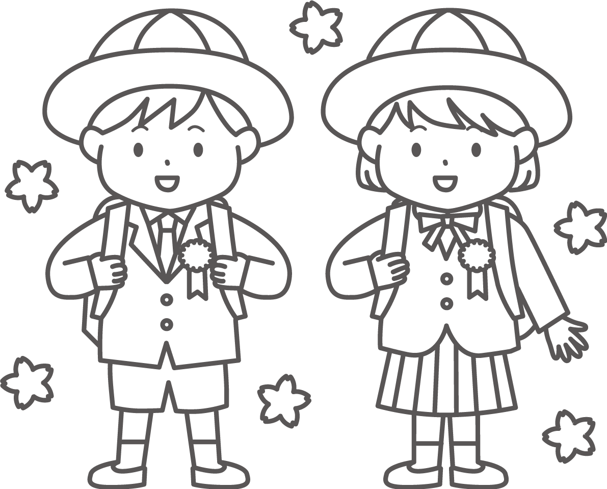 入学式の塗り絵イラスト無料 フリー87948に写真・文字を入れる