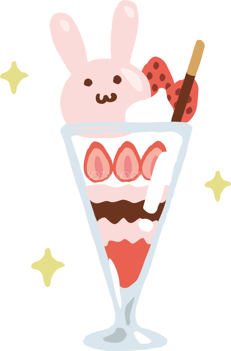 うさぎのいちごパフェ かわいい2023 卯年イラスト無料 フリー87957