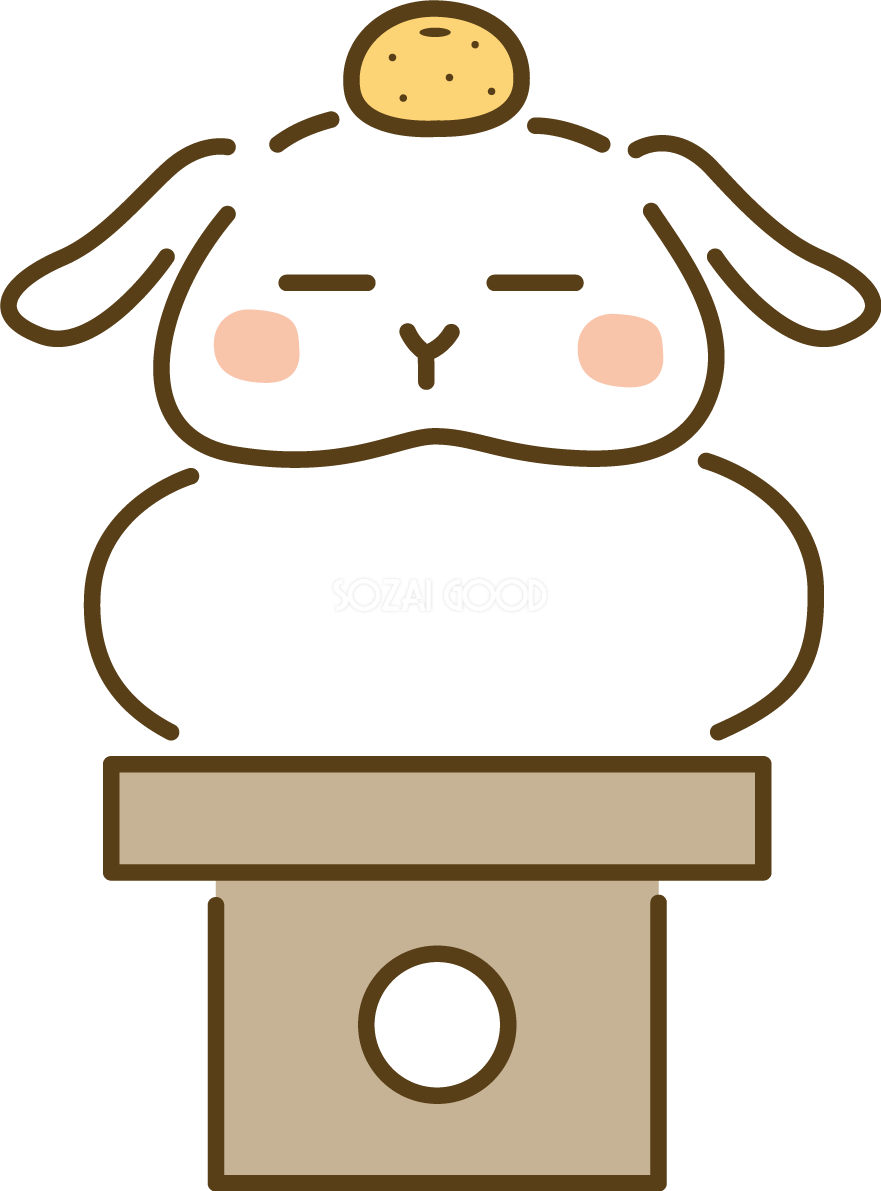 うさぎ(ロップイヤー)の鏡餅 かわいい2023 卯年イラスト無料 フリー87967