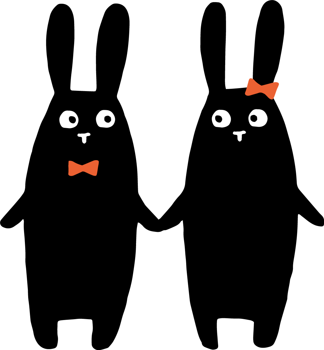 手をつなぐ黒うさぎ かわいい2023 卯年イラスト無料 フリー87970に写真・文字を入れる