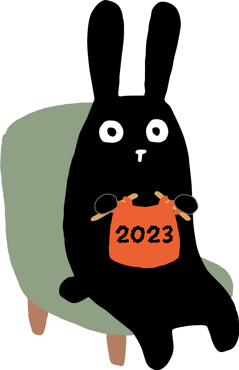 編み物をする黒うさぎ かわいい2023 卯年イラスト無料 フリー87975に写真・文字を入れる