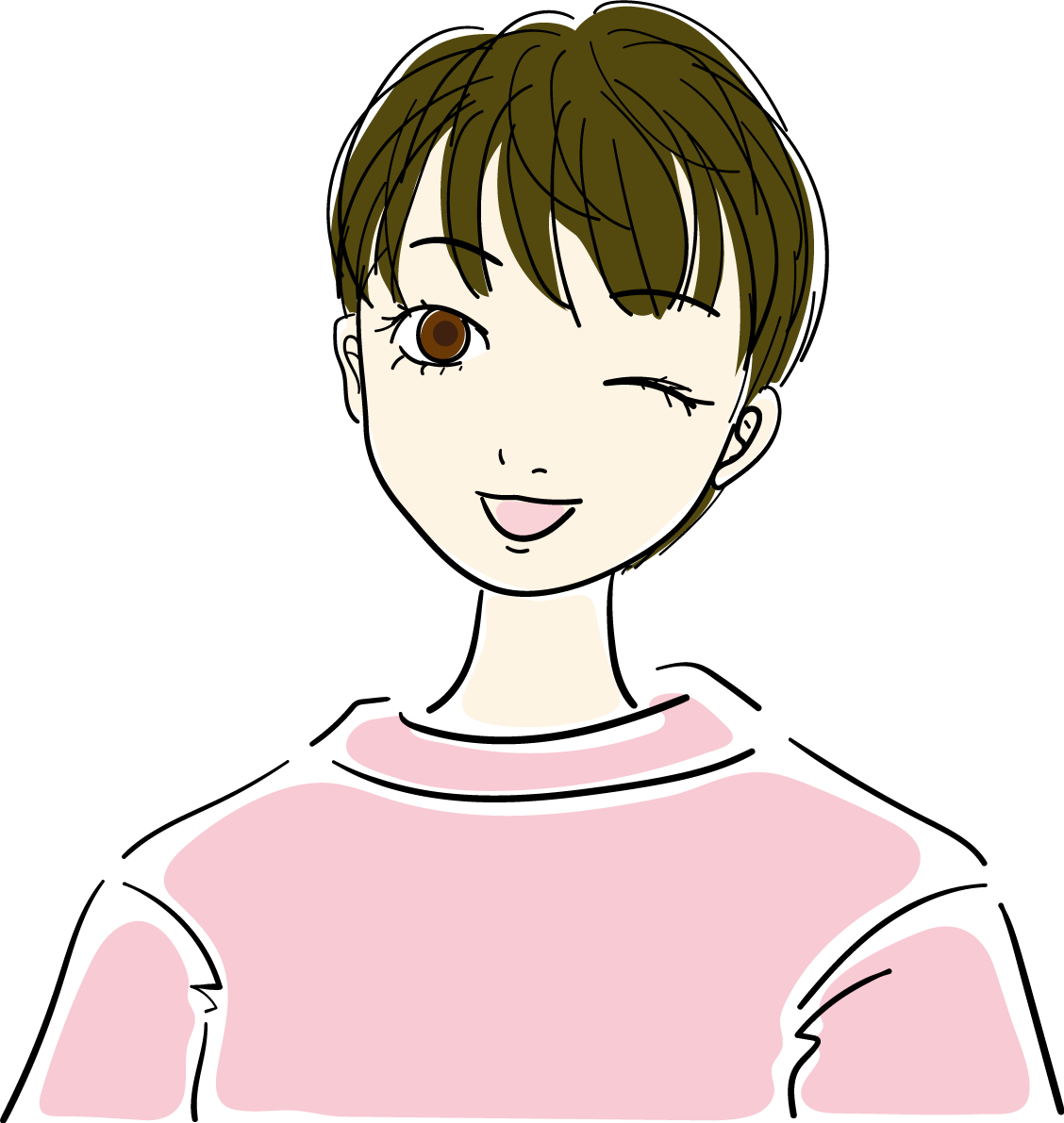 ウインク おしゃれ女性イラスト無料 フリー88033に写真・文字を入れる
