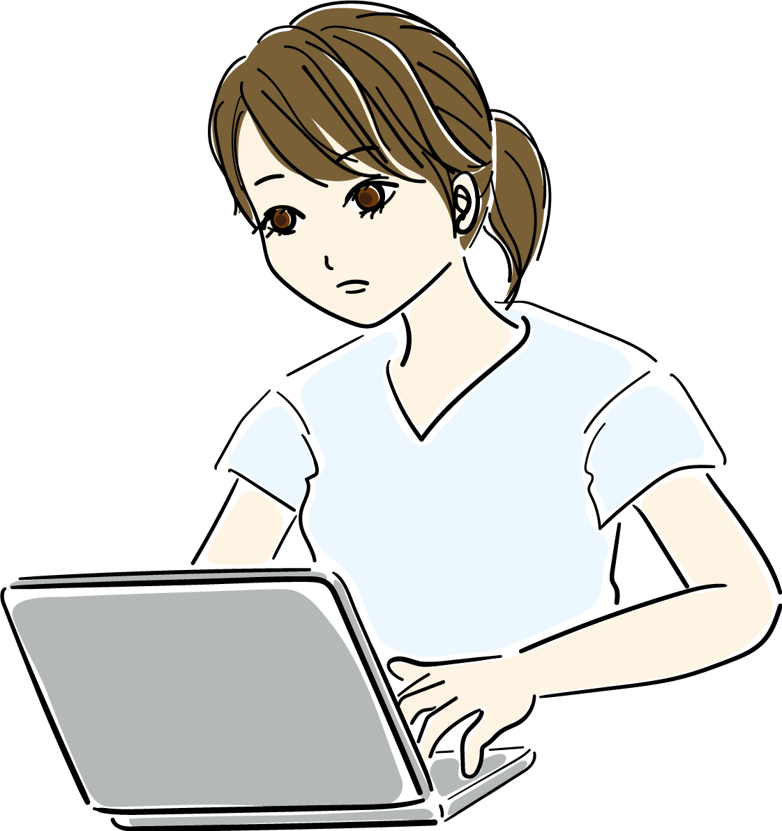 パソコン_おしゃれ女性イラスト無料 フリー88038に写真・文字を入れる