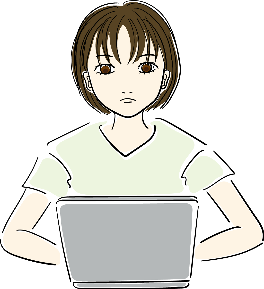 パソコン_おしゃれ女性イラスト無料 フリー88039に写真・文字を入れる