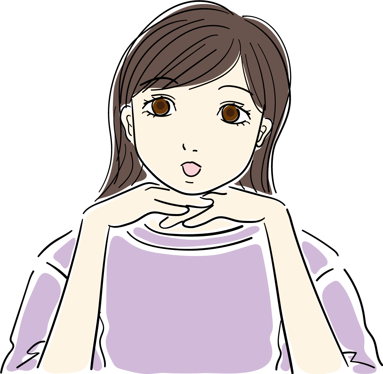 顎杖をつく おしゃれ女性イラスト無料 フリー88046に写真・文字を入れる