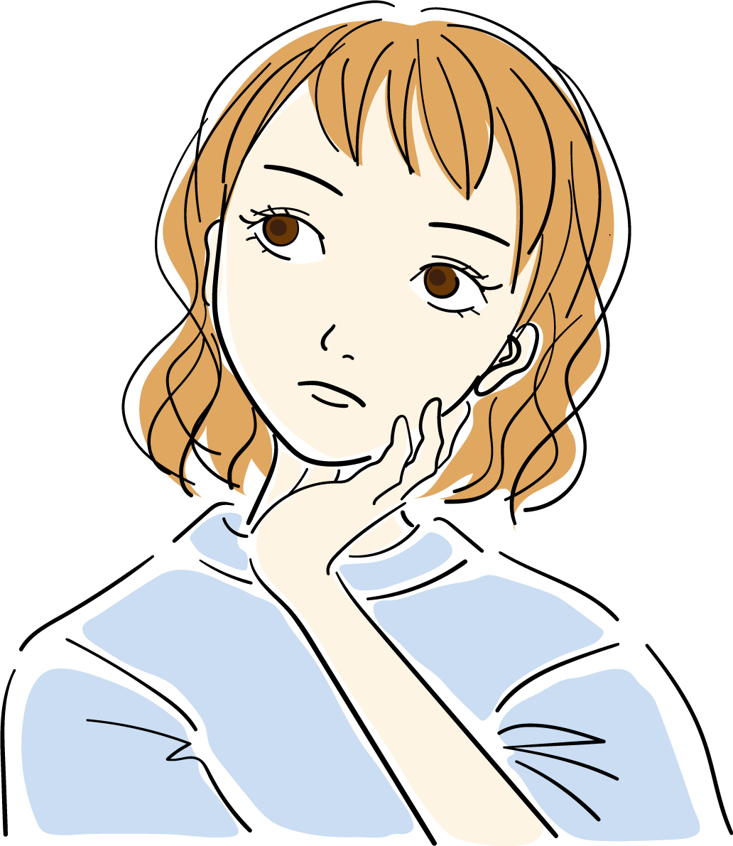 考える おしゃれ女性イラスト無料 フリー88055に写真・文字を入れる