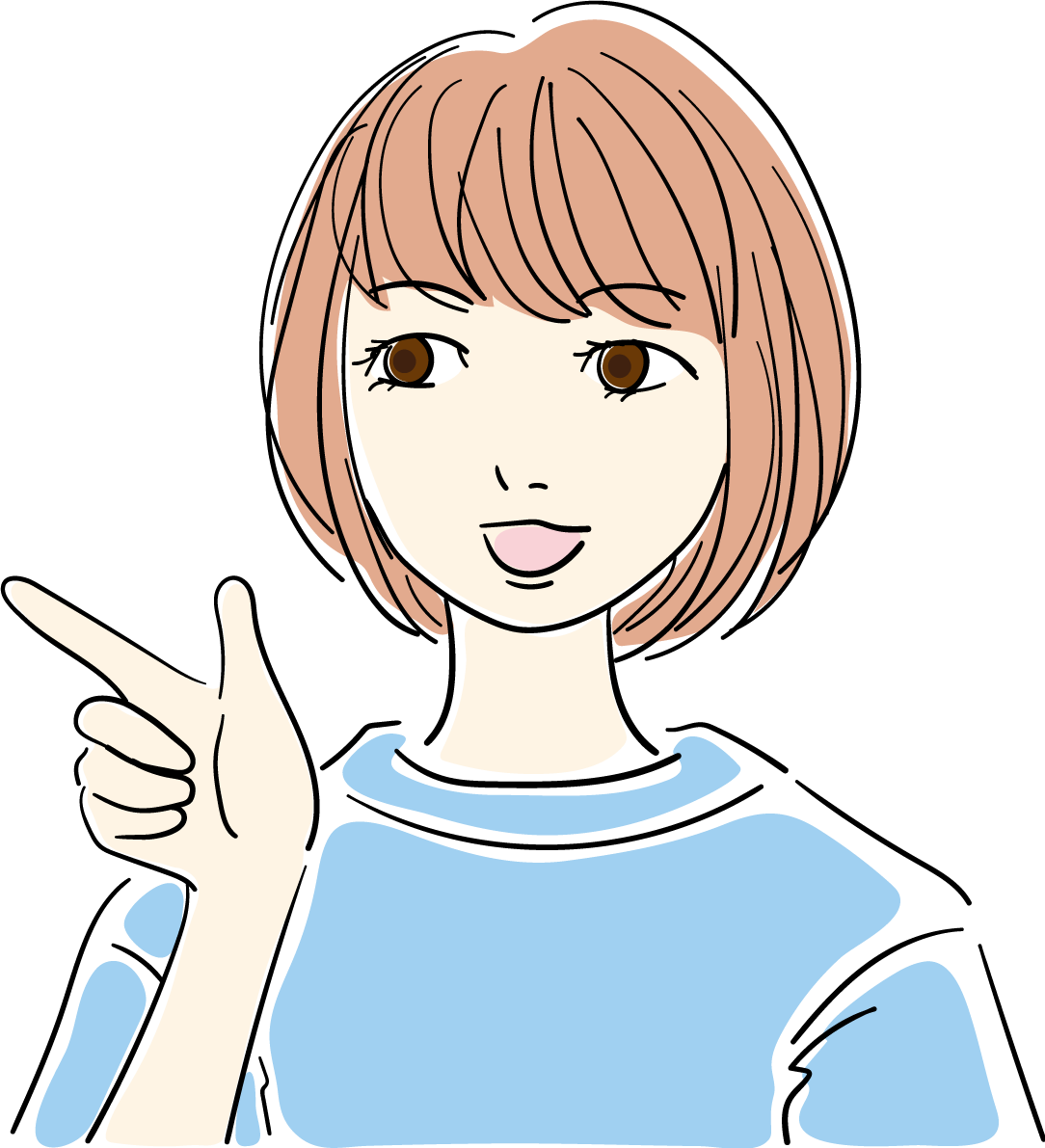 指を指す おしゃれ女性イラスト無料 フリー88057に写真・文字を入れる