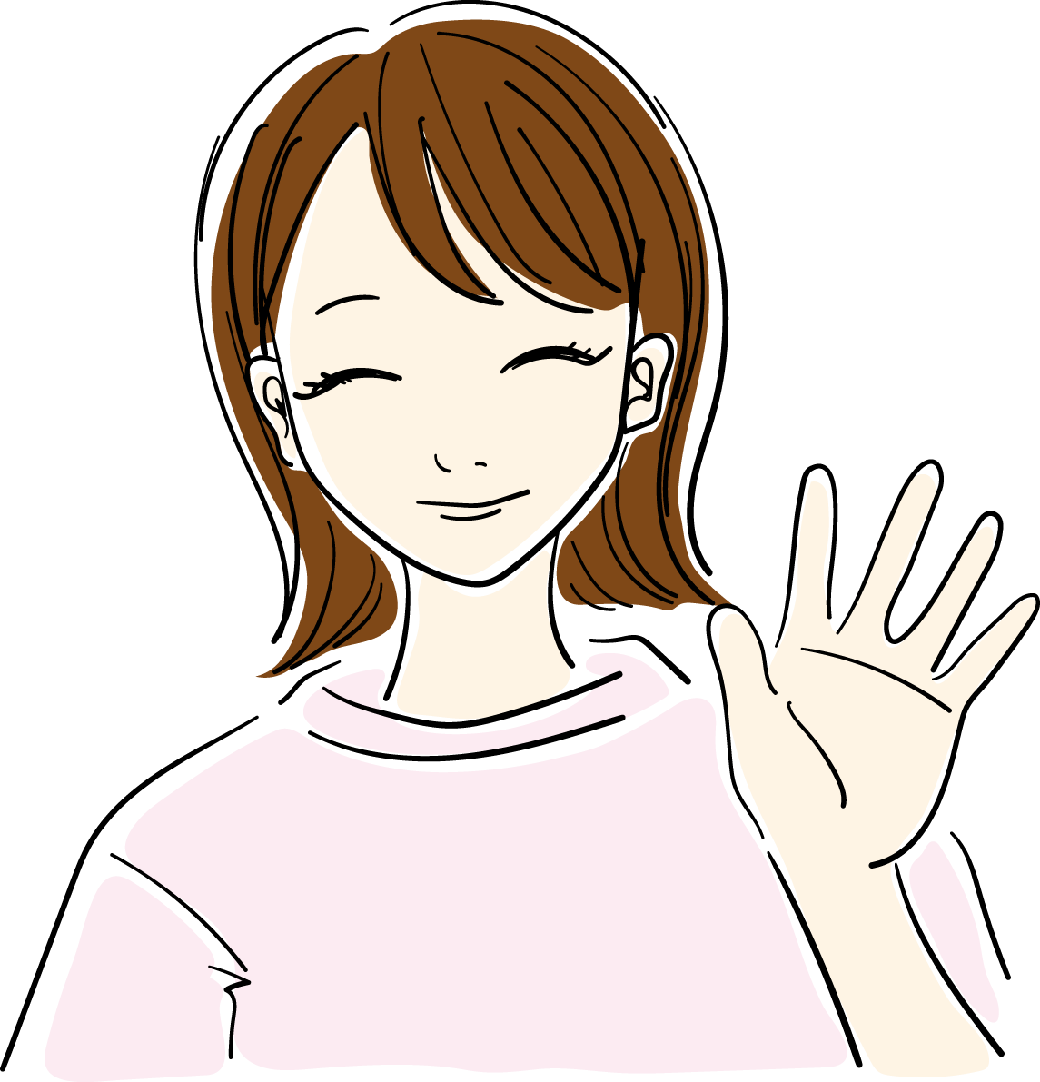 手を振る おしゃれ女性イラスト無料 フリー88059に写真・文字を入れる