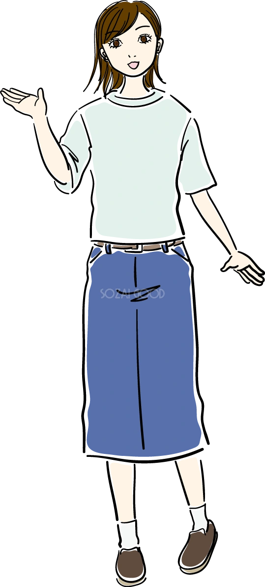 全身_案内する おしゃれ女性イラスト無料 フリー88064