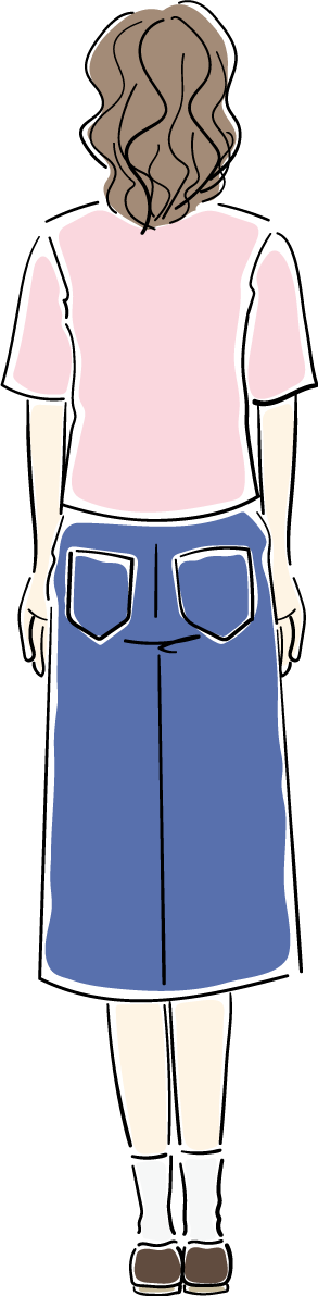 全身_後ろ姿 おしゃれ女性イラスト無料 フリー88066に写真・文字を入れる